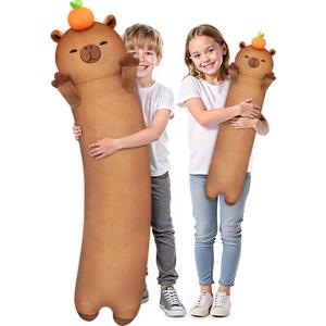 Mewaii Long Capybara Body Pillow Plush 5 Sizes, 120% Extra Filling Giant Plushness Kids Body Pillow, Kawaii Cute Capybara Capibara Stuffed Animals Plushies, Big Long Body Pillow Gift for Girls 20