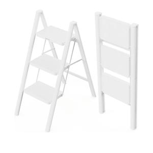 WOA WOA Step Ladder for Home, Foldable Step Stool for Kitchen with Non-Slip Pedals, Sturdy Ladders Supports up to 330 lbs, Compact and Portable - 3 Step/White