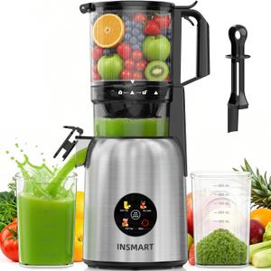 INSMART Juicer Machines, 3-in-1 Cold Press Juicer High Juice Yield 300W Slow Masticating JuicerS Extractor Machine for Whole Fruits/Vegetables, Low Noise and Safety Lock