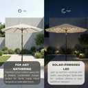 11FT Solar Lighted Patio Umbrella, Outdoor Table Market Umbrellas with Crank Lift, 32 LED Lights, 8 Sturdy Ribs, UV-Resistant for Deck, Garden, Pool