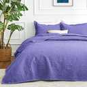 Love's cabin Twin Quilt Bedding Set Deep Purple Bedspreads - Soft Bed Summer Lightweight Bedspread Comforter - Coin Pattern Bedding Coverlet for All Season - 2 Pieces (1 Quilt, 1 Pillow Sham)