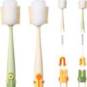 5-in-1 Bottle Cleaning Brush Set, Multifunctional Kitchen Lid Scrubber with Long Handle, Portable Brush Tools for Cups, Hard Bristle Sponge Head(2 Pack)