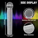 2 x Fake Microphone Prop Plastic Play Microphone Glitter Silver Rhinestone Microphone Prop Microphone For Disco Stage Party