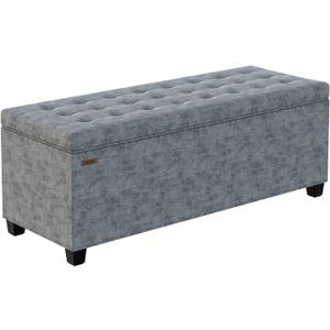 ABHENG Chenille Storage Ottoman Bench with Legs, 43.5W x 15.7D x 15.7H,Metal Frame end of Bed Bench Hold up to 770 LB,Large Storage Chest,Gray UASND621G