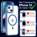 3 x for iPhone 14 Case,[Compatible with Magsafe][Anti-Yellowing] with Screen Protector,Slim Thin 10 FT Shockproof Phone Case 6.1 inch-Blue