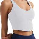 Women's Bustier Corset Crop Tank Tops Sleeveless Trendy Scoop Neck for Women Going Out Tops Summer Sexy High Impact (White, L)