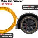 4-Pack Alloy Rim Protector for Car WheelsFits 12 to 24 Inch Wheels No-Scratch Rim Guards for Curb Rash & ScuffsAdhesive-Free Universal Fit Wheel Edge Protectors(Yellow)