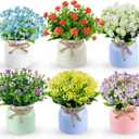 Der Rose 6 Pack Fake Flowers Artificial Plants Indoor for Home Kitchen Office Dining Centerpiece Table Decorations