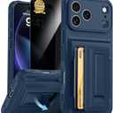 for iPhone 17 Pro Max Case Wallet with Card Holder (4-5Cards) +1 Privacy Screen Protector,[RFID Blocking][Kickstand][Military Drop Protection] Full Camera Protection Wallet Case for iPhone 17 Pro Max (Blue)