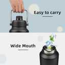 Konokyo Half Gallon Jug with Handle,64 oz Insulated Water Bottle with Carrying Pouch,Double Wall Vacuum Stainless Steel Metal Bottle,Black