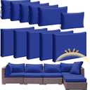 Patelai 11 Pcs Waterproof Patio Cushion Covers for Outdoor Sectional Furniture Wicker Rattan Patio Sofa Couch Chair Seat Pillow Slipcovers, 3 Sizes Covers Only (25.4 x 25.4X 3.54,Dark Blue)