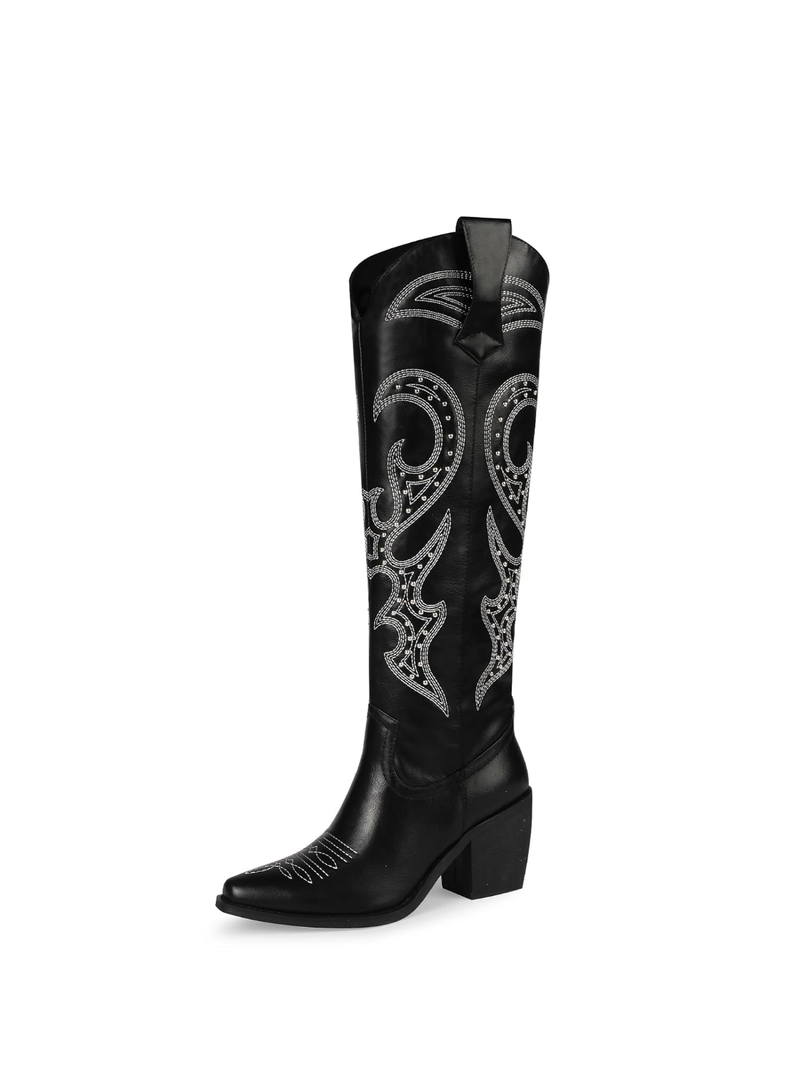 wetkiss Cowboy Boots for Women Knee High, Cowgirl Boots Women Rhinestone Comfort Fashion Tall Sparkling Western Boots Boots for Women 7.5