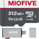 Miofive Memory Card - Ultimate Micro SD Card with USB 3.0 Type-C Card Reader 170MB/s, C10, U3, A2, V30, 4K for Dash Cams, Android Smartphones, Tablets, and Gaming Devices (512GB)