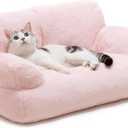 MEWOOFUN Cat Bed for Indoor Cats, Washable Dog Beds for Small Dogs & Cats with Removable Cover, Fluffy Cat Couch with Non-Slip Bottom (Pink, 26.0" L X 19.0" W X 13.0" Th)