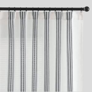 Jinchan Striped Linen Blend Curtains 90 Inches Long for Living Room Black Stripe Semi Sheer Light Filtering Modern Farmhouse Drapes for Bedroom Curtain Set 2 Panels, 50"W x 90"L, Pack of 2