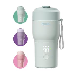 Papablic Pro Portable Bottle Warmer for Travel  2.5 Min Fast Heating, Built-in Sterilizer, 5 Temp Settings, Baby Milk & Formula Warmer On the Go, Long Battery, Smart Keep Warm, Mint Green