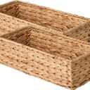 StorageWorks Toilet Tank Basket for Bathroom, Water Hyacinth Storage Baskets for Toilet Tank Top, 2-Pack