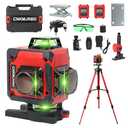 Laser Level 16-Line 4x360°4D Green Cross, with 2 Batteries, Remote Control, Aluminum Base and 40” Tripod, IP-54 Waterproof, Pulse Mode for Outdoor Use for Home Renovation and Construction
