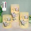 GORGE MOMENT Flameless Candles with Remote & Timer, Love Theme Battery Operated Flickering Glass Rose LED Candles, Bedroom Home Christmas Valentine's Day Decor Table Ornament, Set of 3