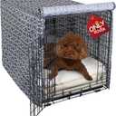 Explore Land Pattern Dog Crate Cover for 30 Inches Wire Cage, Heavy-Duty Polyester 1 2 3 Doors Standard Metal Pet Kennel Enclosure (Morocco)