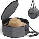 SLEEPING LAMB Hat Box for Travel and Storage, Collapsible Cowboy Cap Organizer Case for Closet with Handles, Hat Box for Women Storage and Large Cap Bag for Men Carry, Grey (Gray)