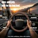 20 inch Leather Steering Wheel Cover Rubber Inner Ring All Car Universal Four Seasons Universal Anti-Slip for semi Truck (Brown, 20inch)