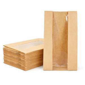100 Sourdough Bread Bags For Homemade Loaf Kraft Brown Paper Bread Bags with Window and Square Bottom Large Bakery Bag - Reusable and Disposable Square Bottom for Easy Storage of Sandwiches and Bagels