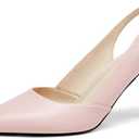 Rilista Women's Slingback Kitten Heels Closed Pointed Toe Wedding Party Dress Pumps Shoes, Pink, Size 11