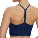 NANJI Seamless Sports Bra for Women - Padded Racerback Y Bra Low Impact Removable Pad for Fitness Gym Yoga Workout Top (Blue, S)