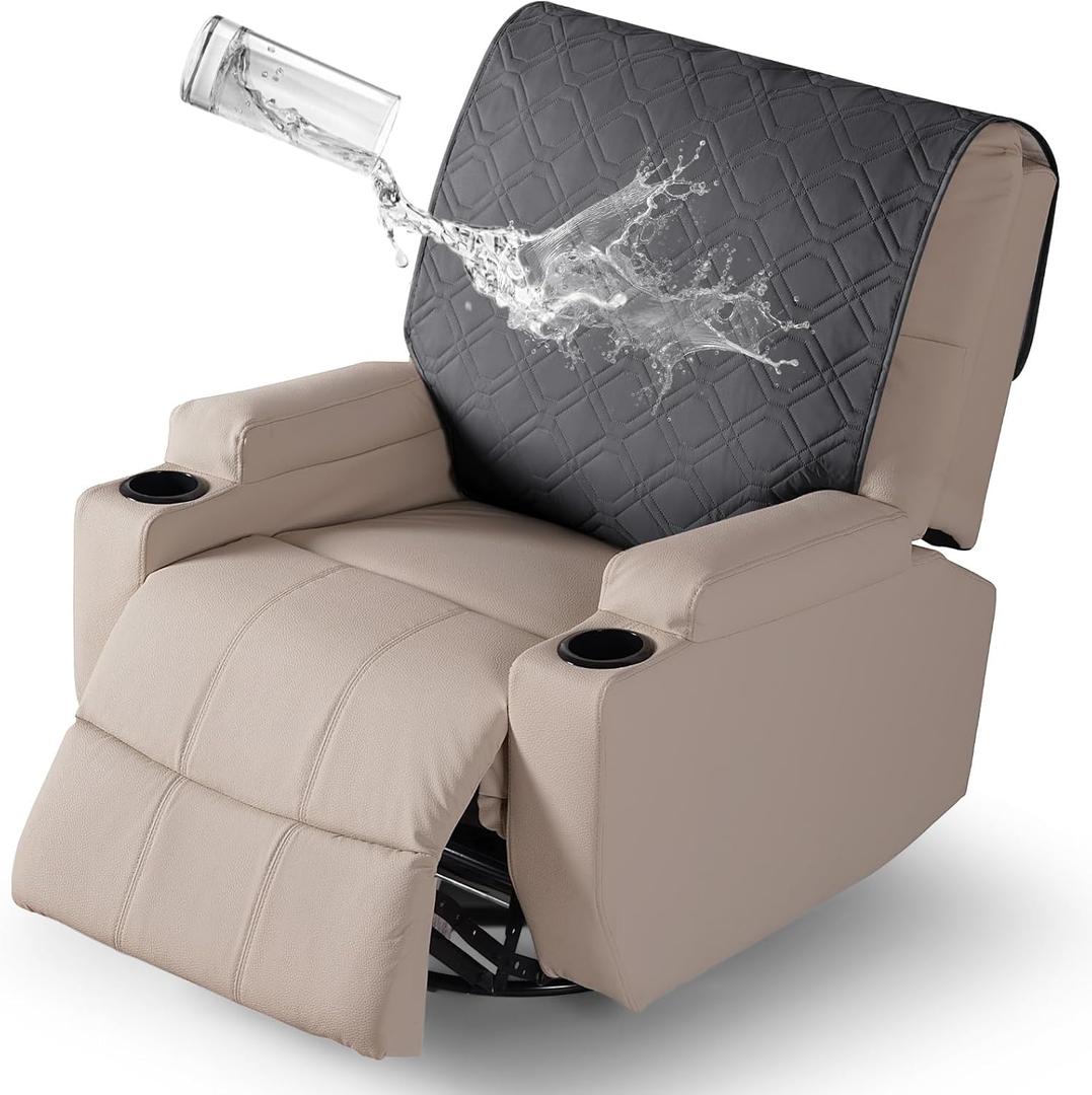 VANSOFY Recliner Chair Covers 100% Waterproof Backrest Cover Reclining Cover Non-Slip Dog Chair Cover Furniture Protector Washable Slipcover Elastic Straps for Pets, Dogs(Charcoal Gray)