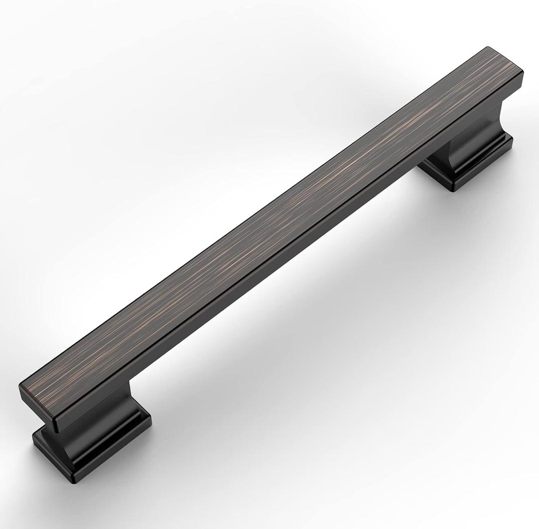 Amerdeco 10 Pack Oil Rubbed Bronze Cabinet Pulls 5 Inch(128mm) Hole Centers Kitchen Cabinet Handles Cabinet Hardware Kitchen Handles for Cabinets Cupboard Handles Drawer Pulls