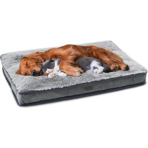 Dog Bed for Large, Medium Dogs Breeds, Deluxe Plush Dog Crate Beds, Comfy Kennel Pad, Pet Sleeping Mat, Waterproof, Removable and Machine Washable Cover & Non-Slip Bottom, 40"X28" Grey