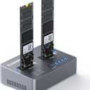 M.2 NVME/SATA Duplicator, Coolpie CR121 Dual-Bay Offline Clone M.2 NVME/SATA Docking Station, USB3.2 Gen2*2 20Gbps M.2 Cloner for SSD Size 2230/2242/2260/2280/22110
