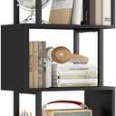 Gadroad 5-Tier Bookshelf, Tall S-Shaped Geometric Bookcase, Wood and Metal Decorative Storage Shelving, Modern Freestanding Display Shelves, Book Shelf Unit for Living Room Bedroom Home Office, Black