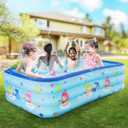 Seasons Inflatable Pool for Kids 80"x48"x20" PVC Thickened Swimming Pool for Summer Garden & Outdoor Backyard Water Parties
