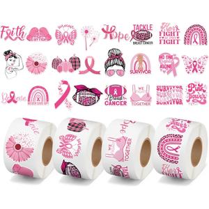 A1diee Breast Cancer Awareness Ribbon Stickers - 2000Pcs Pink Ribbon Roll Sticker Gifts for Women Girls, Inspirational Breast Health Decor Decals for Water Bottle Guitar Laptop Christmas Decoration