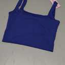 SanxiawaBa Sexy Crop Tops for Women Sleeveless Square Neck Double Layer Tank Cropped Top, Blue, Small