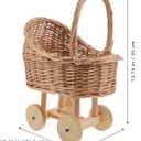 Abaodam Mini Rattan Doll Stroller Miniature Rattan Baskets with Handles for Home Office Table Party Favors Crafts Decoration, 13.78x10.43x7.48 in