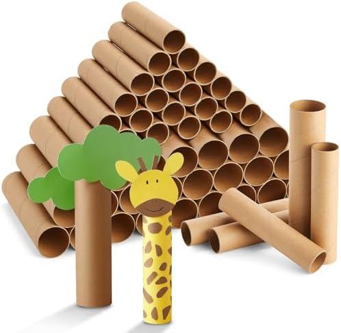 Bright Creations Paper Towel Tubes - 50-Pack Brown Cardboard Tubes, 2 Sizes (1.2 x 6 in & 1.7 x 7.5 in) - Cardboard Roll Crafts & DIY Art Projects