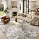 Nakagishi 12X15 Abstract Washable Area Rugs for Living Room-Brown Grey