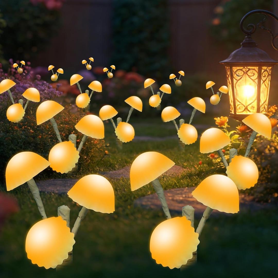2 x BeHiller Solar Mushrooms Garden Lights Outdoor Waterproof- 6PACKS18LED Brightness Cute Mushroom Decor with Mothers Day Gifts,Longevity Housewarming Gifts for Mom/Yard/Garden/Birthday Party Decor