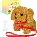 Walking Dog Toy - Electronic Pet with Leash, Bell, Bone, Christmas Birthday Gifts Puppy Dog Toy for Kids Ages 3-8