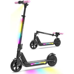 INVANTI KS03 Electric Scooter for Kids Ages 8+, 350W Peak Motor, Max 12mph & 10Miles, 7" Solid Wheel, LED Lights & Display, Double Braking, Kids Electric Scooter with 3 Adjustable Speeds & Heights
