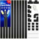 Cable Hider, 157in Delamu Cord Hider Wall for Wall Mounted TV, Wire Hider Kit, Paintable Cable Concealer Raceway Management for Home & Office, 10XL15.7 W0.95 H0.55in, Black