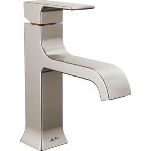 Delta Velum Brushed Nickel Bathroom Faucet 1 Hole, Single Hole Bathroom Sink Faucet for Vanity, Metal Push-Pop Drain Assembly, Stainless 539-SSMPU-DST