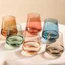 Colored Stemless Drink Cooler Glasses Set of 6 - 17 oz Hand-Blown Crystal Colored Glassware with no Stem, Multicolor Glassware for Lovers, Wedding, Birthday, Valentines's Day Housewarming Gifts for Women