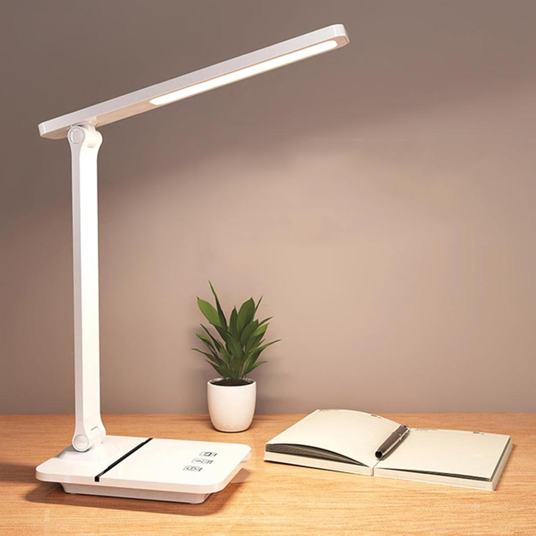 Cordless LED Desk Lamp for Home Office, 6000mAh Rechargeable Battery Operated Table Lamps,Eye-Caring Reading Lamp for Students, 3 Lighting Modes & Brightness Dimmer Light for Kids Study