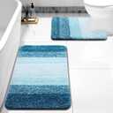 Arotive Bathroom Rugs Sets 2 Piece, Soft Absorbent Microfiber Bath Mats and U-Shaped Contour Toilet Rug, Non-Slip Machine Washable Dry Bath Mats for Bathroom, 30x20 and 24x20, Peacock Blue
