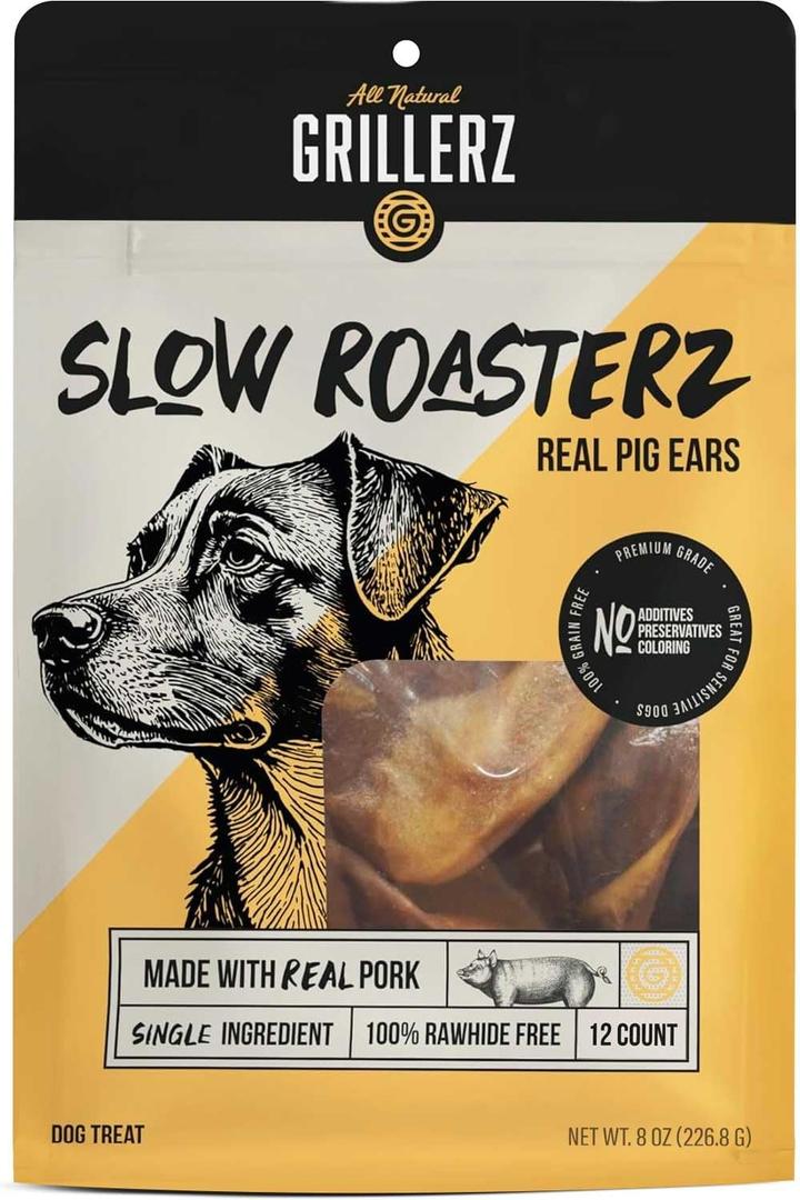 3 x Scott Pet Grillerz Pig Ears for Dogs, 12 Count, Natural Dog Chews, Single Ingredient, High Protein, Easy to Digest, Supports Healthy Teeth, for All Life Stages
