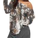 SOLY HUX Women's Long Sleeve Off The Shoulder Camo T Shirts XS